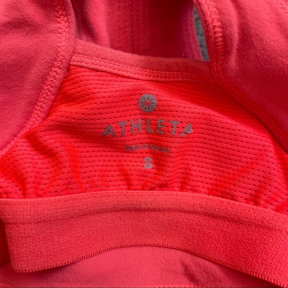 Athleta Jaya 2 Neon Coral Sizzle Racerback Twist Front Support Workout Tank Sz S - Picture 8 of 11
